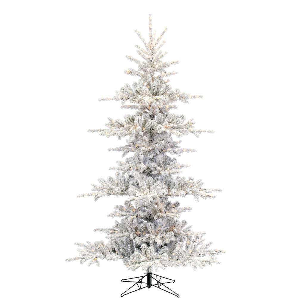 7.5' x 57" Artificial Flocked Yukon Display 750 Warm White LED Lights 1