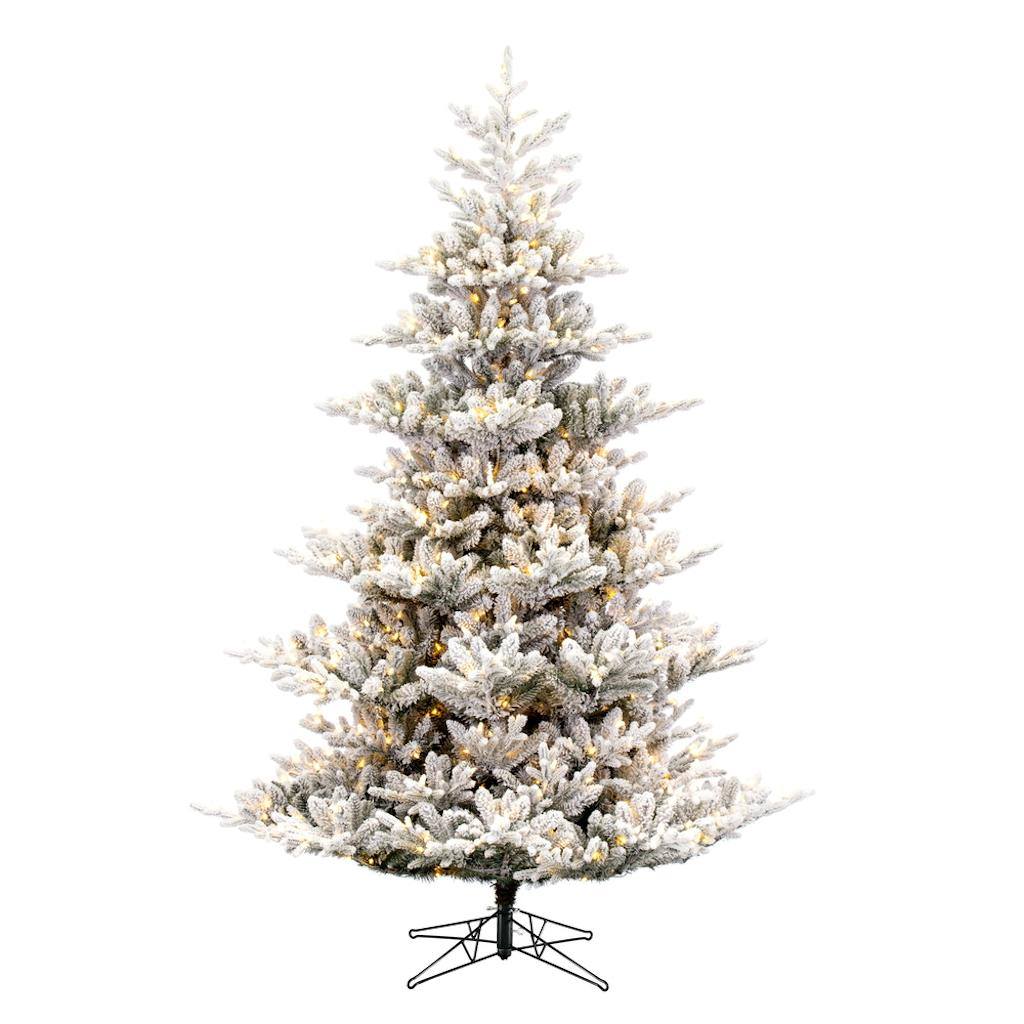 6.5' x 57" Artificial Flocked Hudson Fraser with 500 Warm White Miniature LED Lights 1