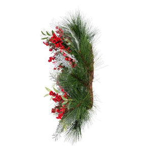 24" Artificial Frosted Hardneedle Red / Green Berries Unlit 2