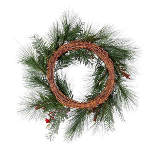 24" Artificial Frosted Hardneedle Red / Green Berries Unlit 3