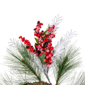 24" Artificial Frosted Hardneedle Red / Green Berries Unlit 4