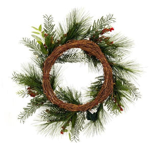 24" Artificial Frosted Hardneedle Red / Green Berries 35 Warm White LED Lights 4
