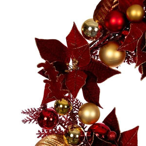 22" Red Poinsettia Decorated Wreath 4