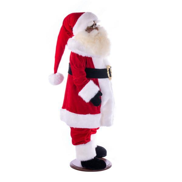 36" Red Plaid Velvet Dark Complexion Santa Doll with Stand Santa 2