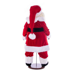 36" Red Plaid Velvet Dark Complexion Santa Doll with Stand Santa 3