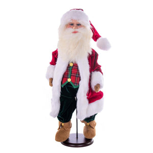 24" Red Plaid Velvet Santa Doll with Stand Santa 1