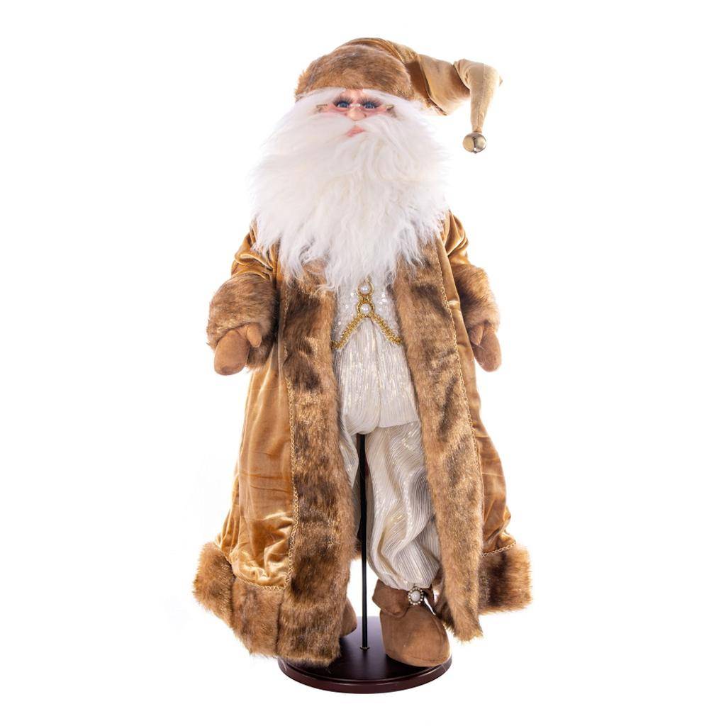 28" Mocha Velvet Dark Complexion Santa Doll with Stand Santa 1