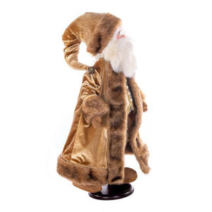 24" Mocha Velvet Santa with Stand Santa 2