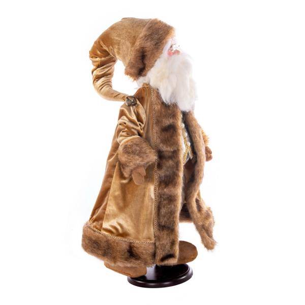24" Mocha Velvet Santa with Stand Santa 2