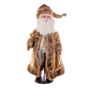 24" Mocha Velvet Santa with Stand Santa 1
