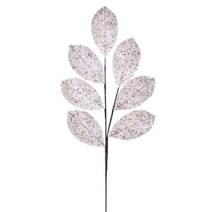 27" Cream Glitter Leaf Spray (4 pack) 1