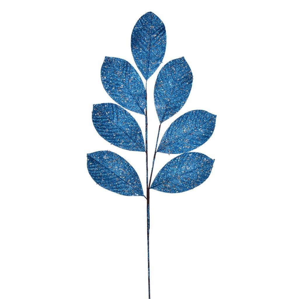 27" Turquoise Glitter Leaf Spray (4 pack) 1