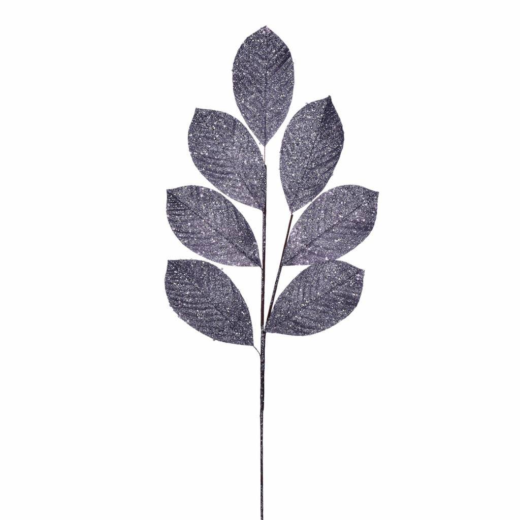 27" Pewter Glitter Leaf Spray (4 pack) 1