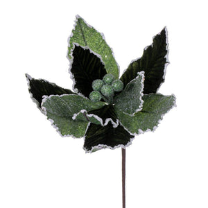 17" Green Glitter Petal Poinsettia Spray (5 pack) 1