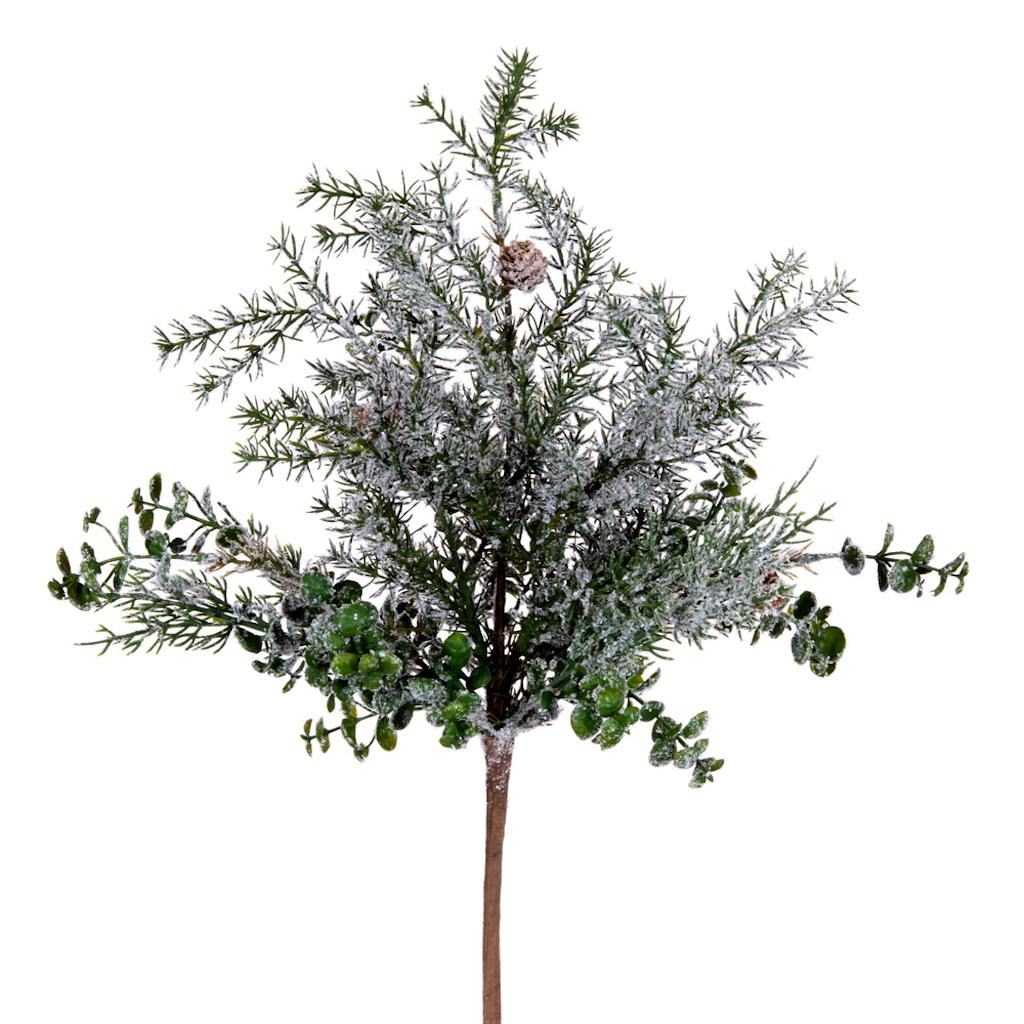 20" Artificial Snow Cedar/Eucalyptus Bush (2 Pack) 1