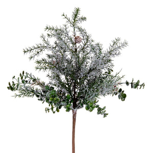20" Artificial Snow Cedar/Eucalyptus Bush (2 Pack) 1