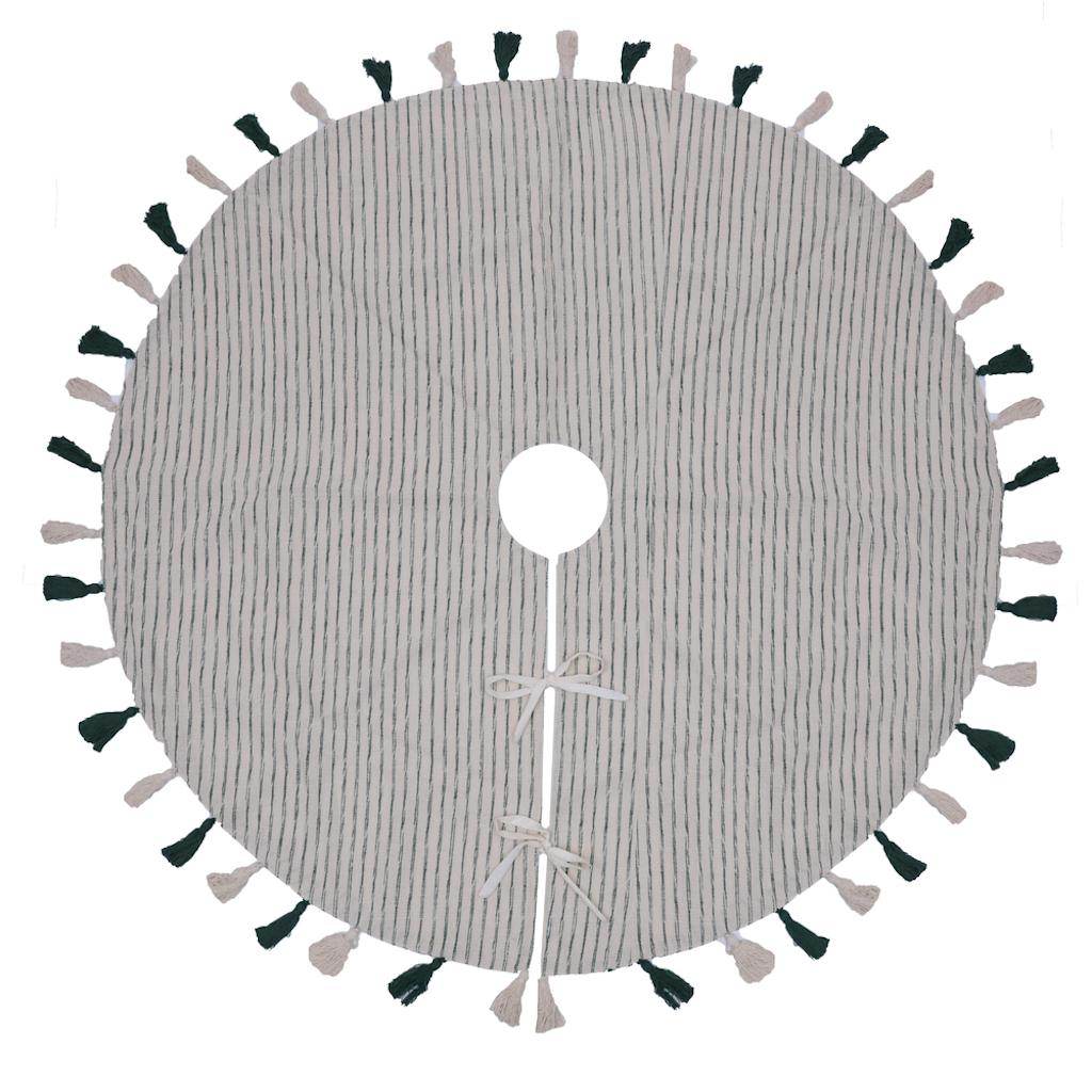 48" Green Stripe Cotton Tree Skirt 1