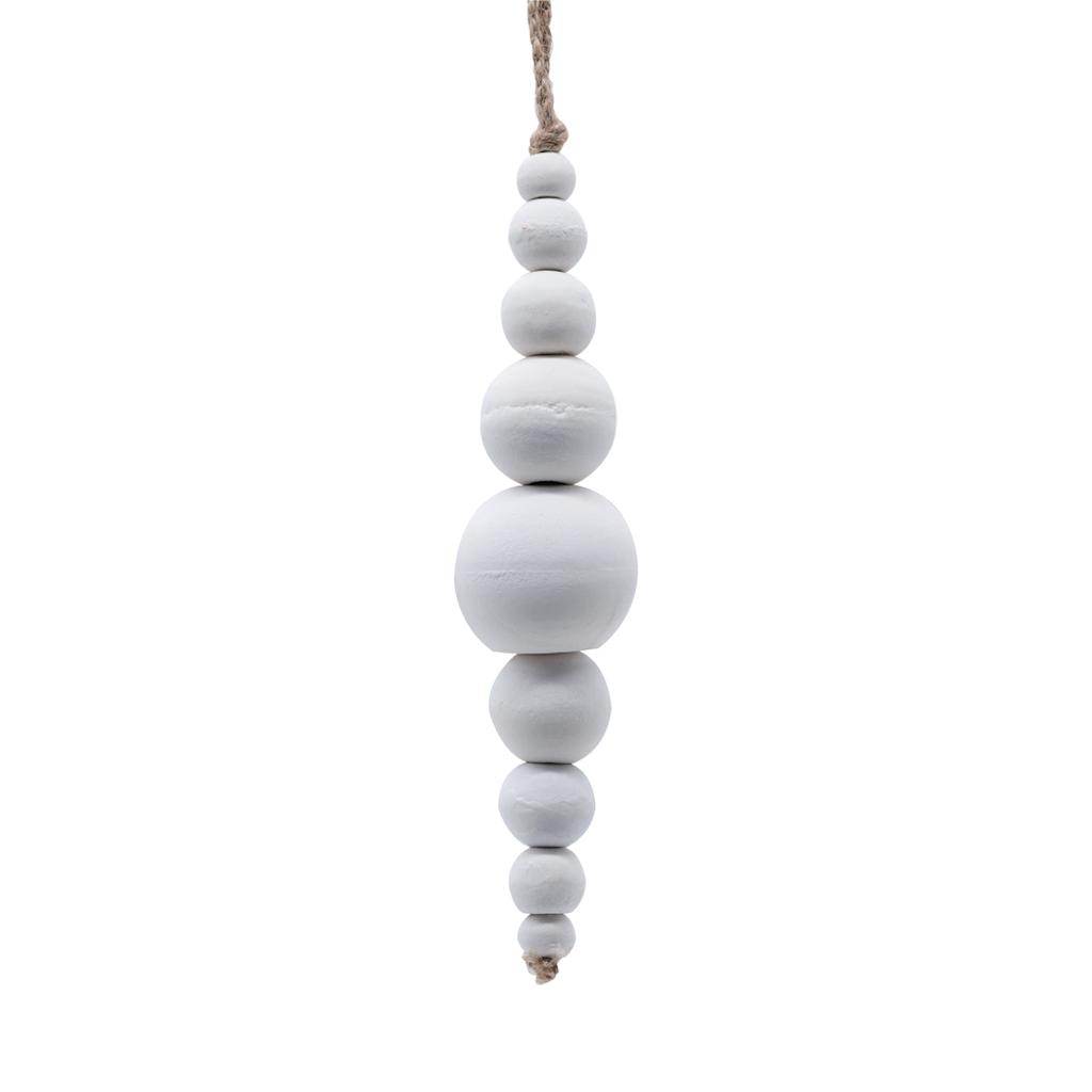 7" White Wooden Bead Ornament (2 Pack) 1
