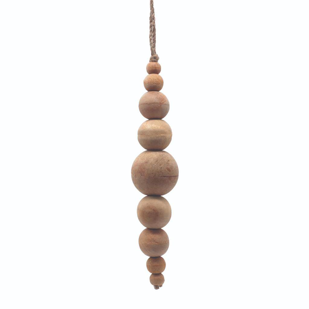 7" Natural Wooden Bead Ornament (2 Pack) 1