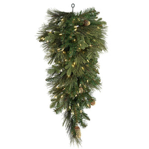 36" Artificial Emerald Mix Teardrop Unlit 100 Dura-lit® Warm White LED Lights 1