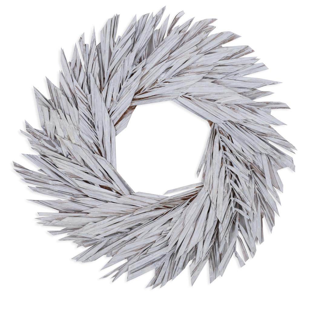 17" White Washed Canna Leaf Wreath 1