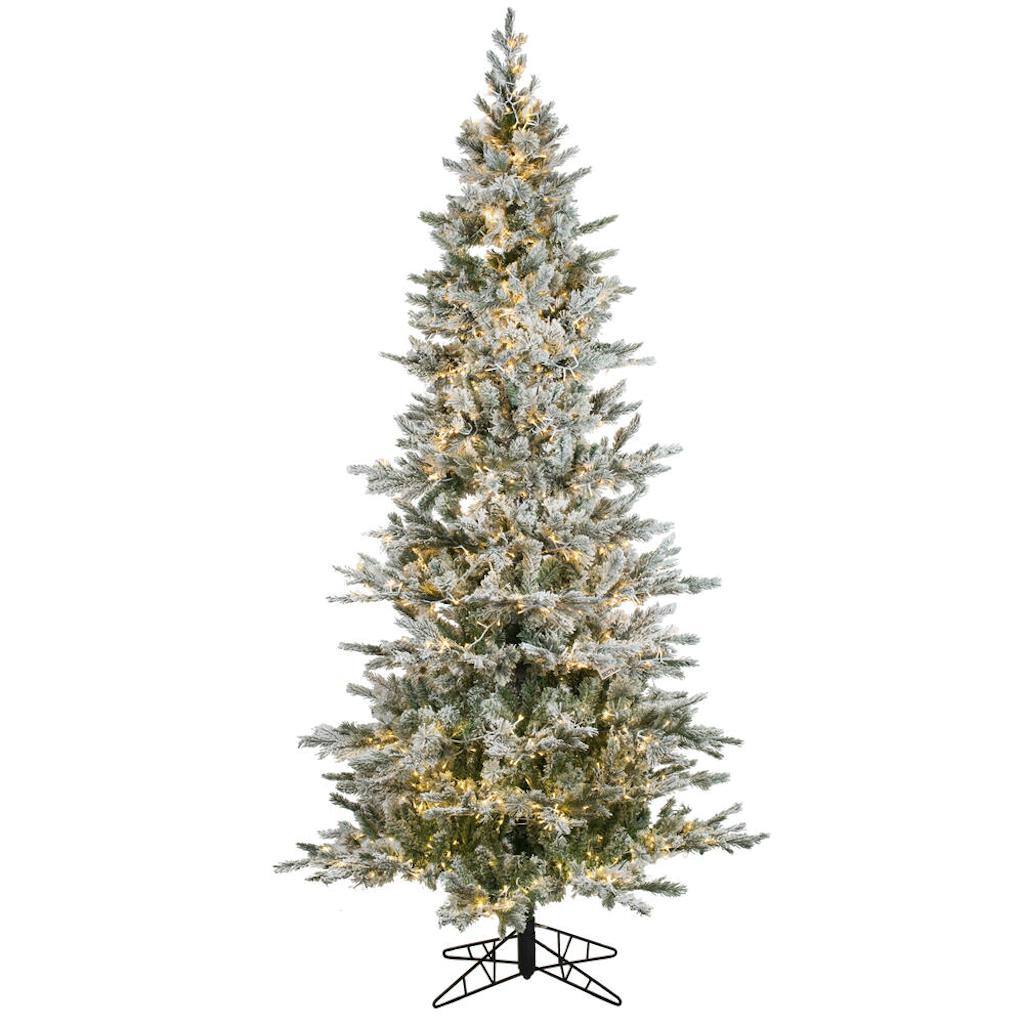 6.5' x 39" Artificial Flocked Slim Kiana Pine 1000 Color Changing LED Lights 1