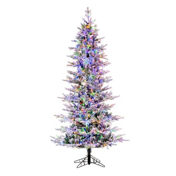 7.5' x 45" Artificial Flocked Slim Kiana Pine 1400 Color Changing LED Lights 2