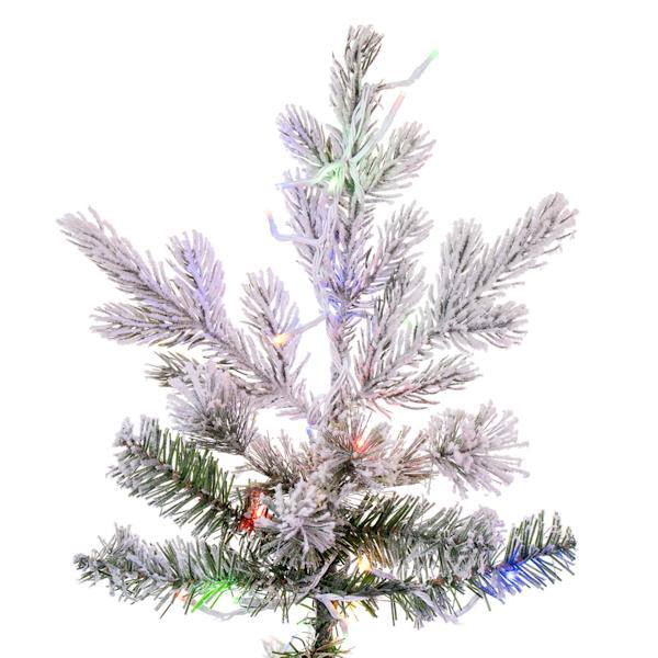 7.5' x 45" Artificial Flocked Slim Kiana Pine 1400 Color Changing LED Lights 5