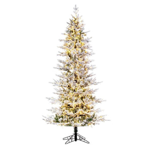 7.5' x 45" Artificial Flocked Slim Kiana Pine 1400 Color Changing LED Lights 1