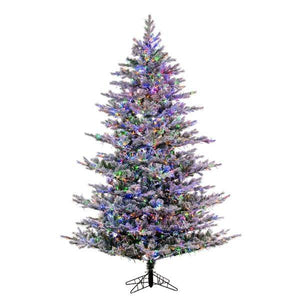 7.5' x 60" Artificial Flocked Slim Kiana Pine 2653 Color Changing LED Lights 2