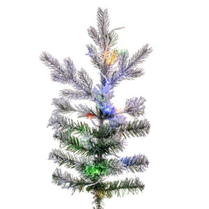 7.5' x 60" Artificial Flocked Slim Kiana Pine 2653 Color Changing LED Lights 5