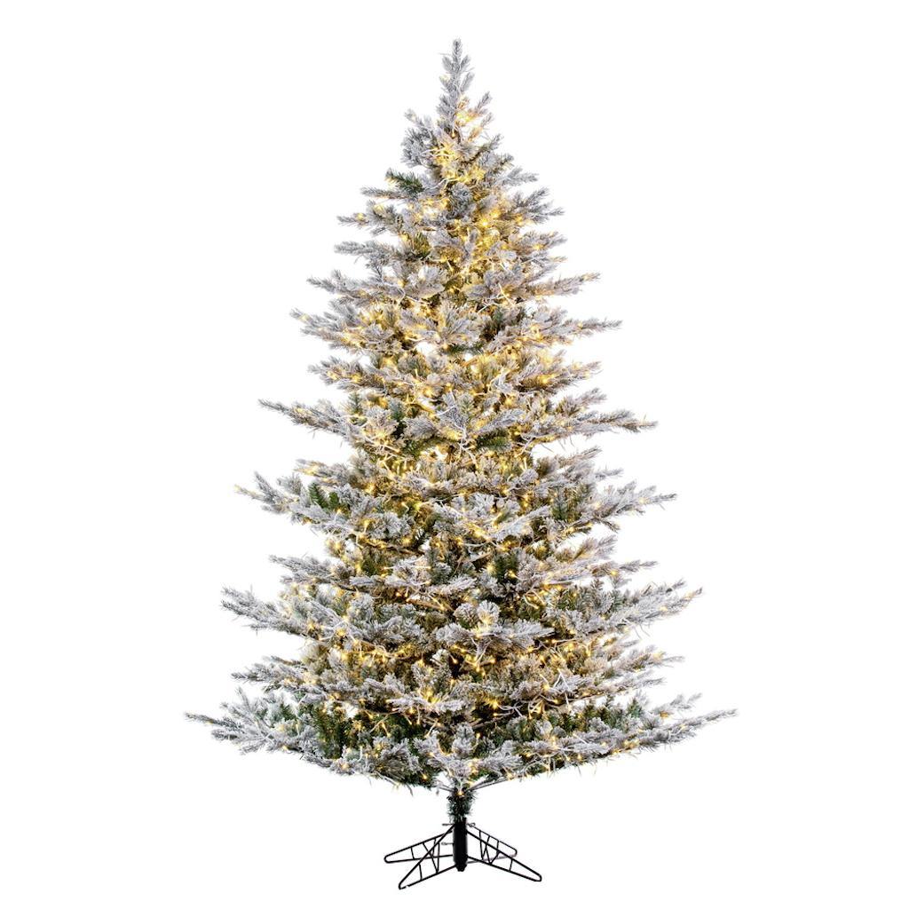 7.5' x 60" Artificial Flocked Slim Kiana Pine 2653 Color Changing LED Lights 1