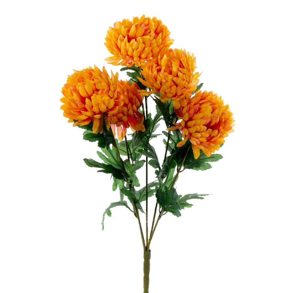 23" Artificial 5 Flower Sunrise Gold Mum Bush 1
