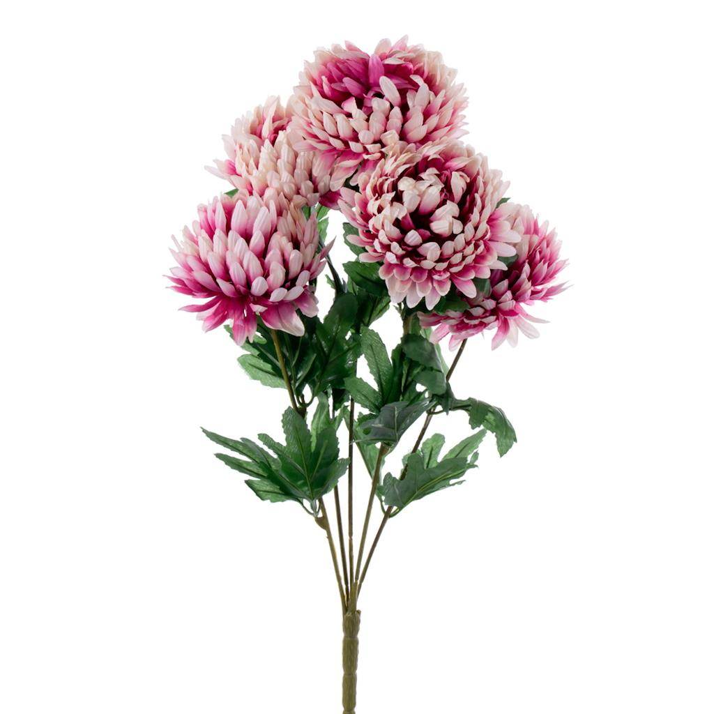 23" Artificial 5 Flower Mauve White Mum Bush 1
