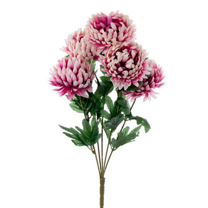 23" Artificial 5 Flower Mauve White Mum Bush 1