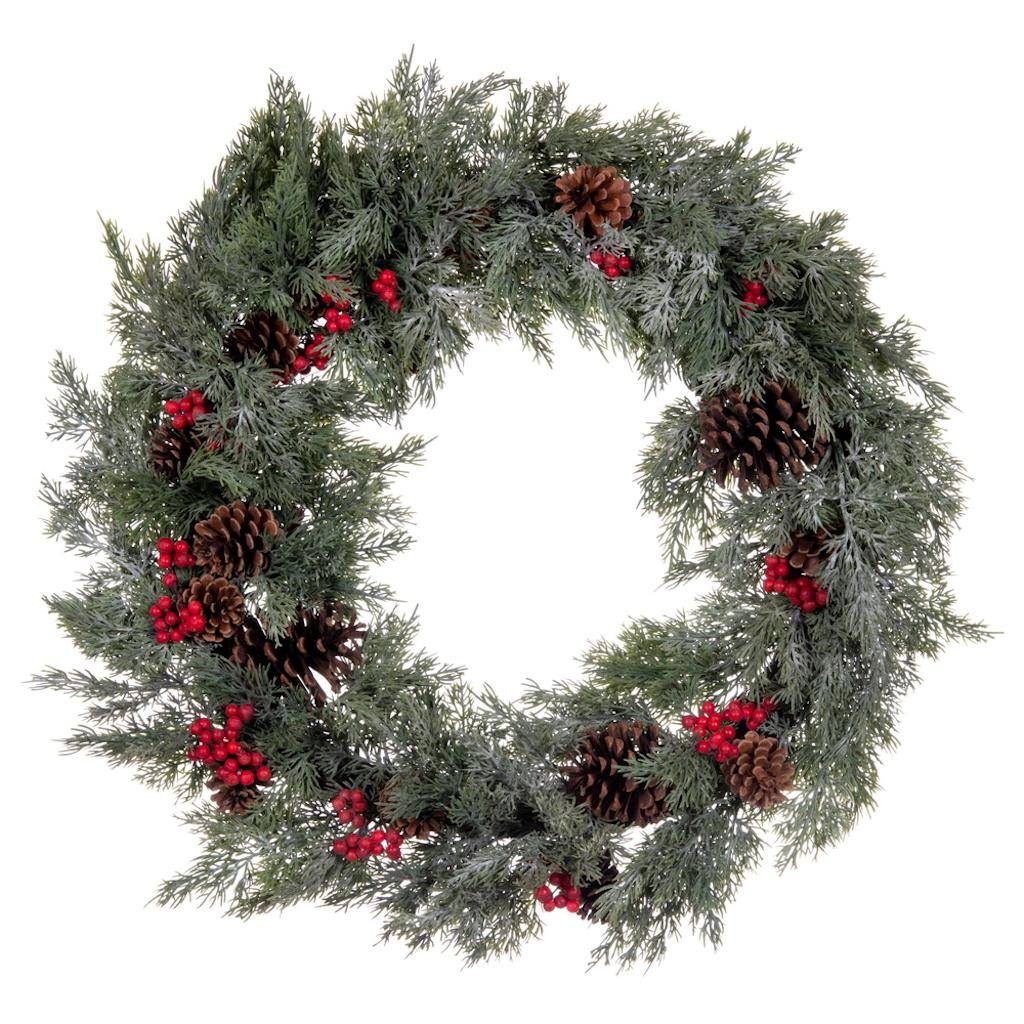25" Green Cypress Cone Berry Garland 1
