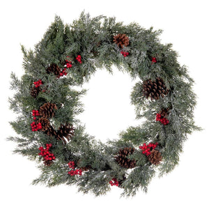 25" Green Cypress Cone Berry Garland 1