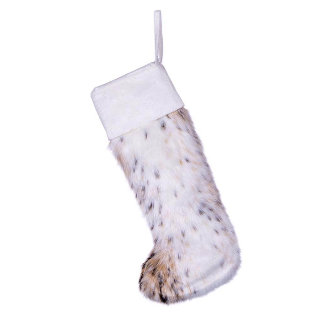 20" x 8" Snow Lynx Faux Fur Stocking 1