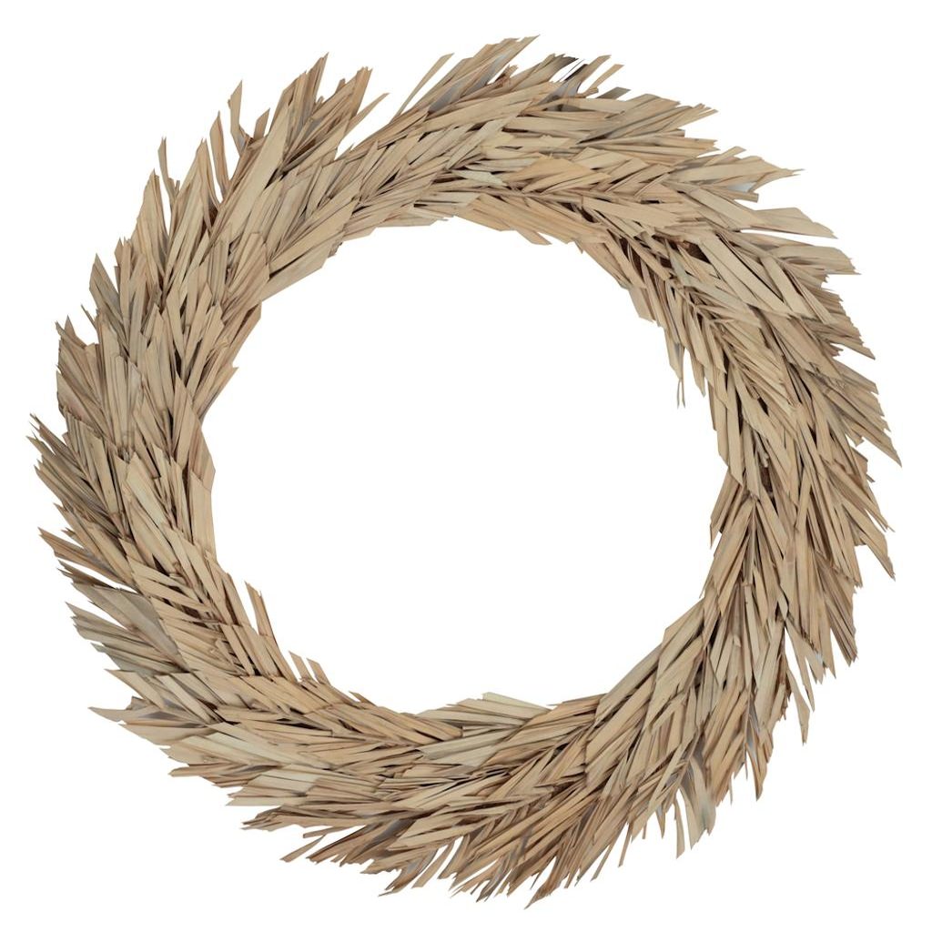 24" Bleached Canna Leaf Wreath 1