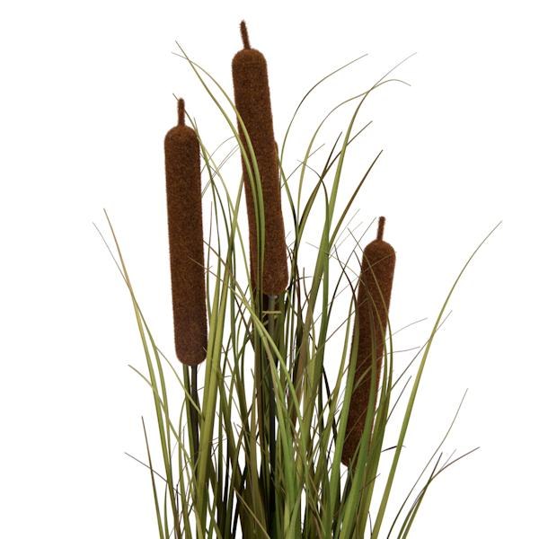 48" Artificial Brown Cattail Grass in Iron Pot 4