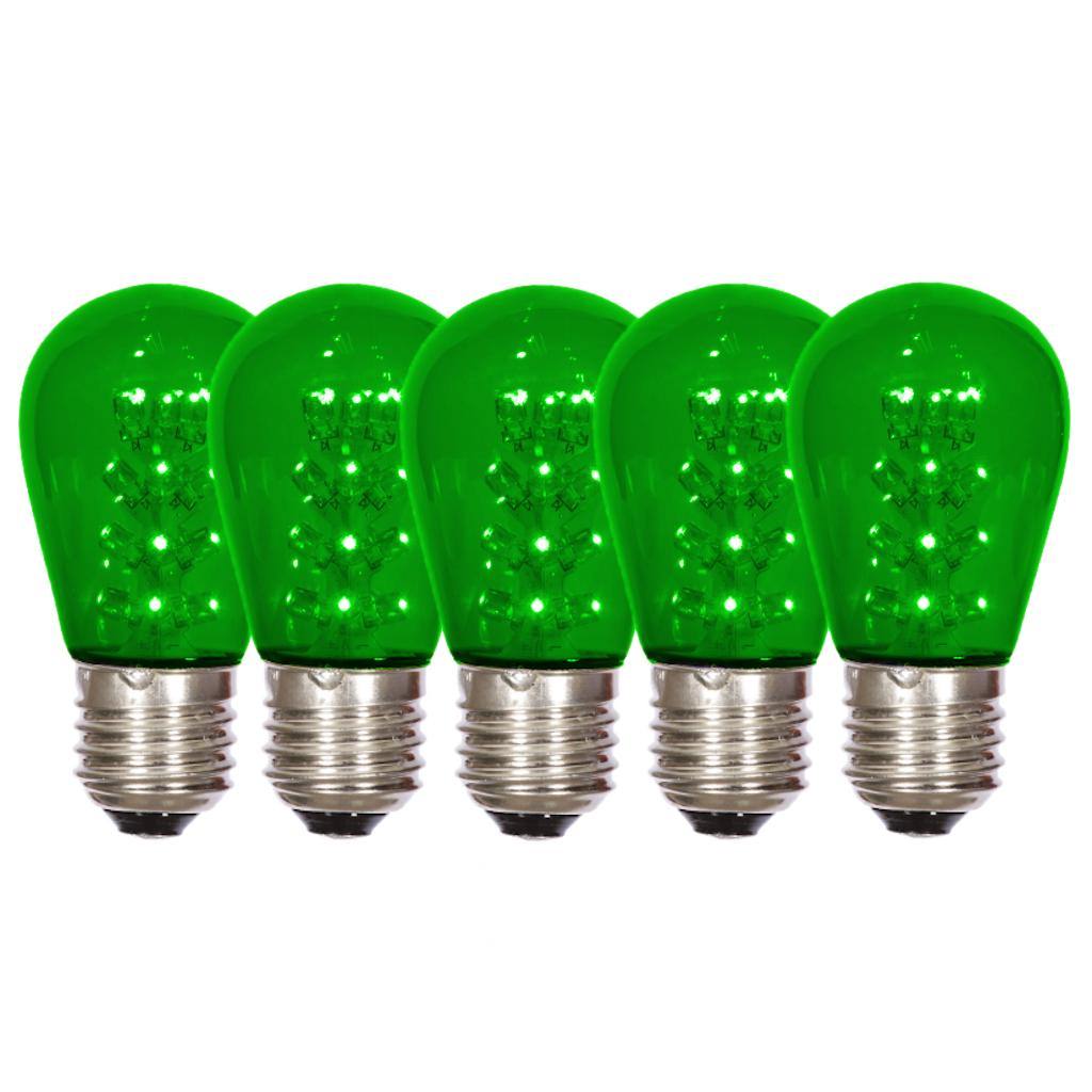 1 watt 130 volt S14 Medium Screw Green Transparent LED (5 pack) 1