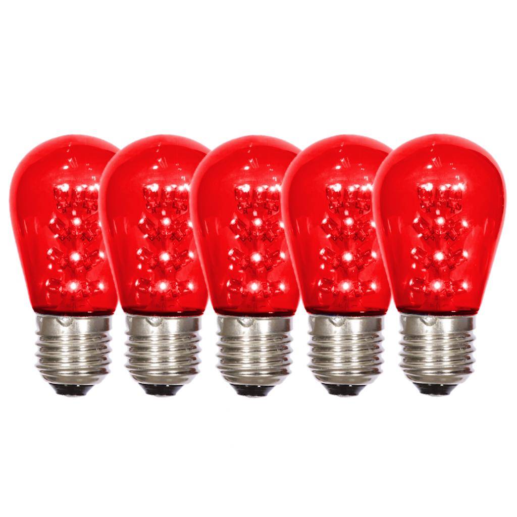 1 watt 130 volt S14 Medium Screw Red Transparent LED (5 pack) 1
