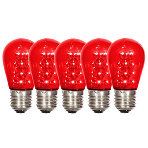 1 watt 130 volt S14 Medium Screw Red Transparent LED (5 pack) 1