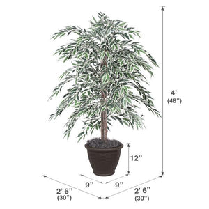 4' Artificial Variegated Ficus Bush 2