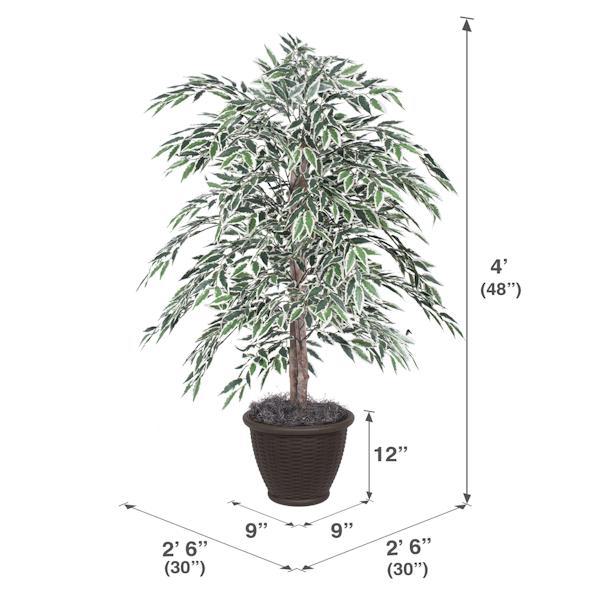 4' Artificial Variegated Ficus Bush 2