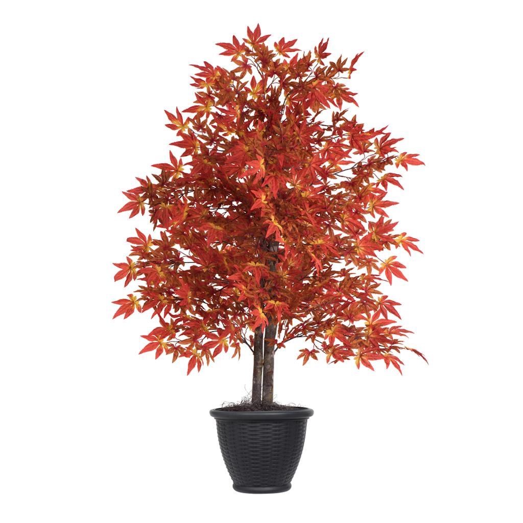 4' Artificial Orange Maple Bush Bush 1