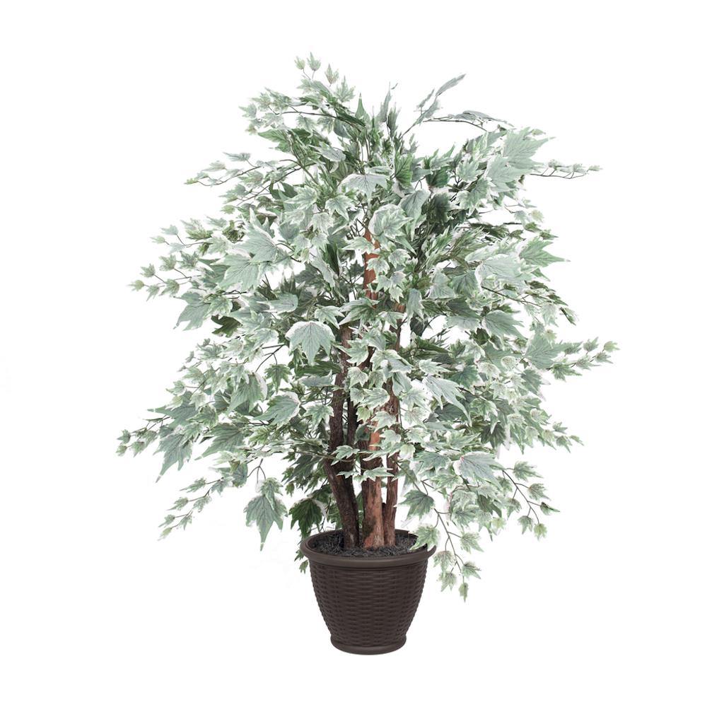 4' Artificial Green / Silver Maple Extra Full in Brown Container 1