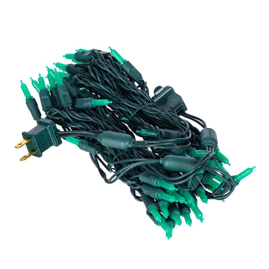 25' 50 Light Green Frosted Single Mold Italian LED Christmas light set 1
