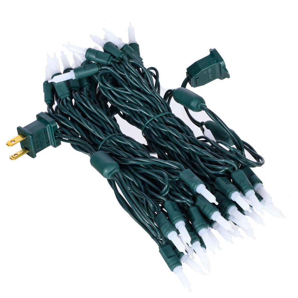 25' 50 Light Warm White Frosted LED Christmas Light Set 1