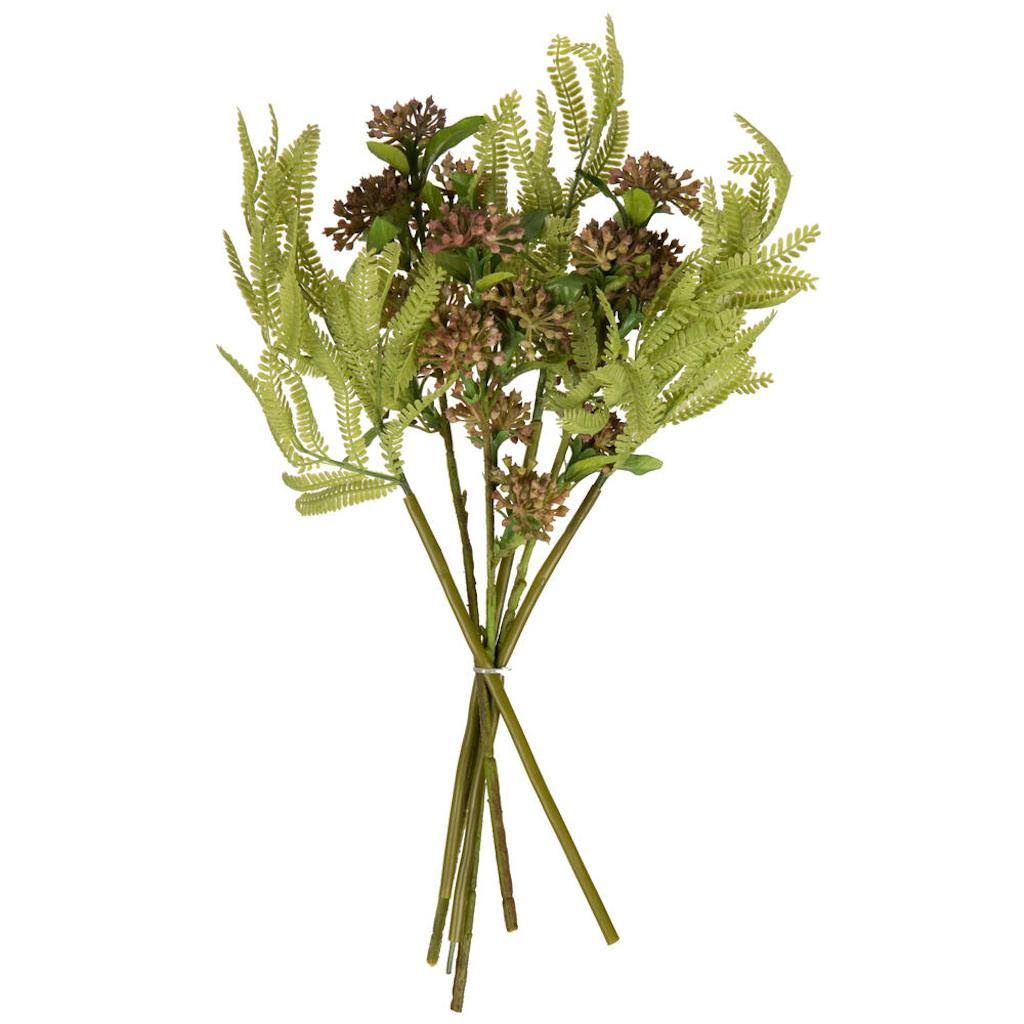 14" Artificial Penny Brown Wild Berry Green Fern Bundle (2 Pack) 1